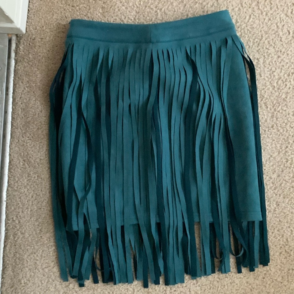 Misguided green skirt suede material
